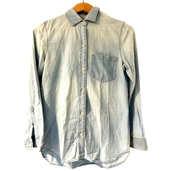 MADEWELL denim shirt womens western work size XS button up long sleeve cowboy - Picture 1 of 7